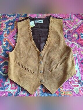 Mona Mode Women's Vintage Western Suede Brown Vest Size Small
